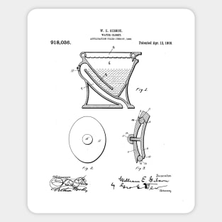 Toilet Patent - Bathroom Art - Black And White Sticker